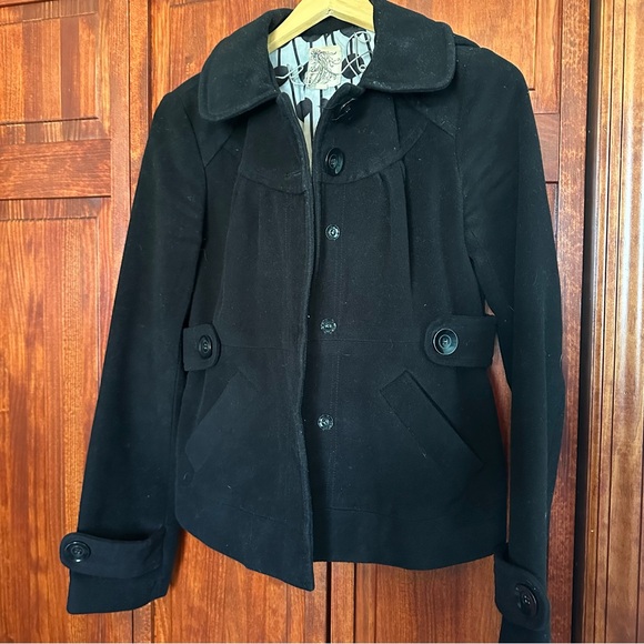 Tulle Black Pea Coat - Picture 4 of 8